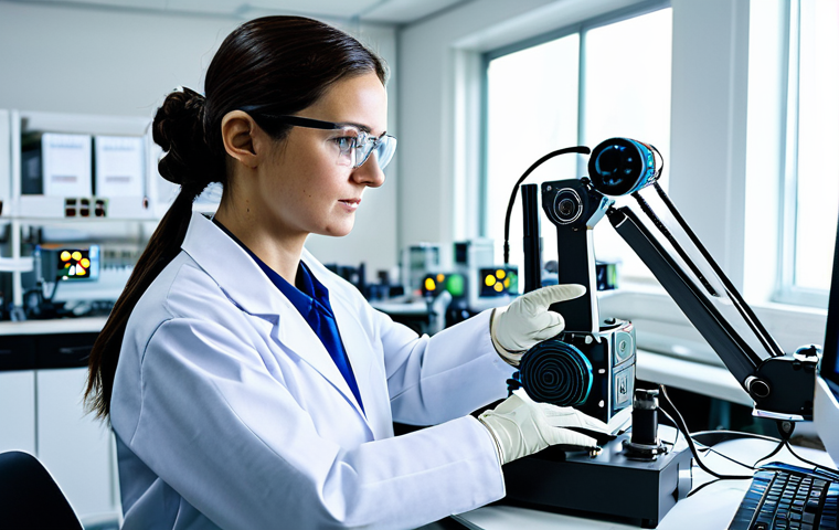 **Prompt:** A professional female engineer, fully clothed in a lab coat and safety glasses, working on a complex robot arm in a brightly lit, modern laboratory. Background includes oscilloscopes and circuit boards. Perfect anatomy, correct proportions, well-formed hands, appropriate attire, safe for work, professional, modest clothing, high quality.