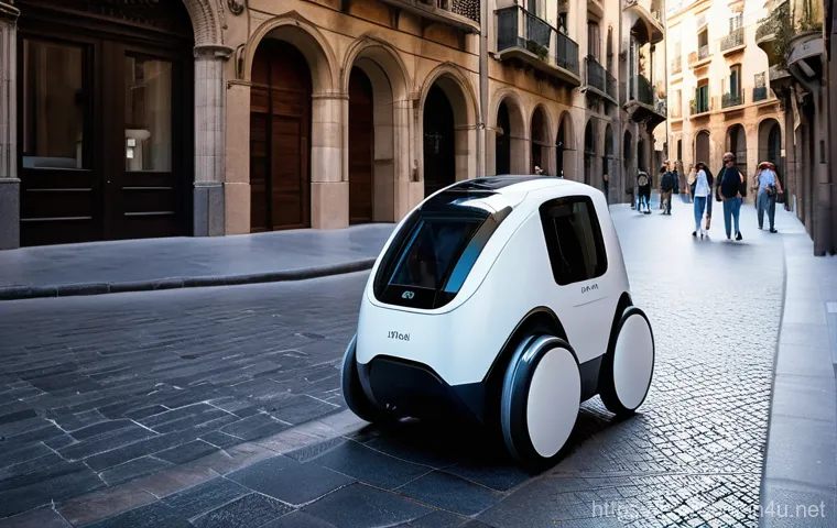 로봇 센서 종류 - **Prompt: Futuristic City Delivery Robot in Barcelona**
    "A sleek, advanced delivery robot with s...