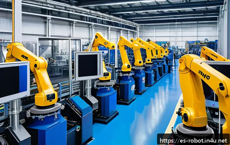 로봇 시각 인식 - A high-tech industrial factory floor showcasing an advanced automated visual inspection system with ...